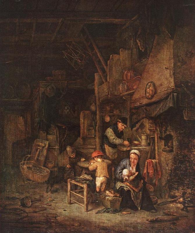 OSTADE, Adriaen Jansz. van Interior with a Peasant Family sg Germany oil painting art